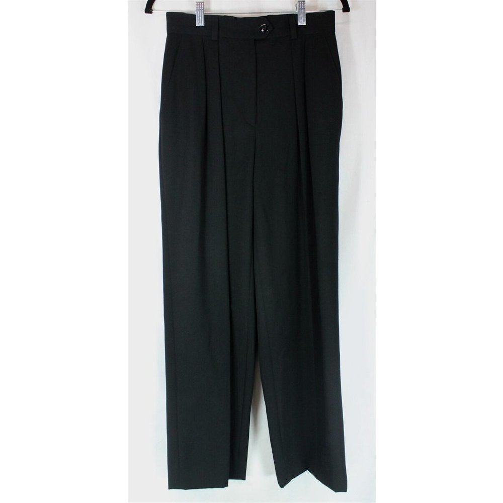 Vintage Margaretha Ley ESACADA Womens Black Wool Pleated Pants Size 36 Pocket